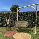 Rotan bankje - riet met zwart onderstel - Afbeelding 6