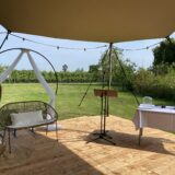 Katheder/preekstoel zwart metalen steun met houten bord - Afbeelding 8