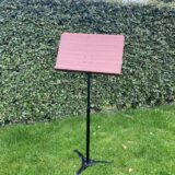 Katheder/preekstoel zwart metalen steun met houten bord - Afbeelding 2