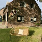Rotan bankje - riet met zwart onderstel - Afbeelding 2