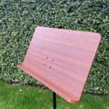Katheder/preekstoel zwart metalen steun met houten bord - Afbeelding 3